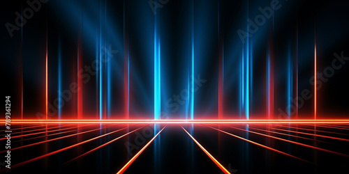 Neon futuristic flashes on black background. AI-Generated Image