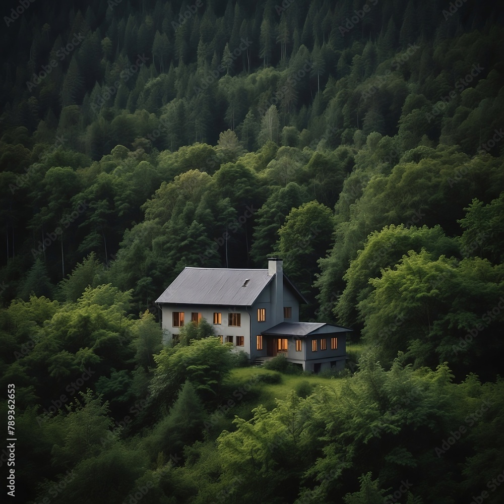 isolated house in the forest