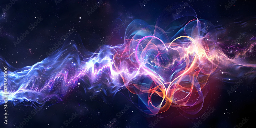 The energy of Love flowing background template - laser lines swirling pink blue yin yang energy wisping and creating a bright love heart shape ideal for a romantic love theme concept background The energy of Love flowing background template - laser lines swirling pink blue yin yang energy wisping and creating a bright love heart shape ideal for a romantic love theme concept background