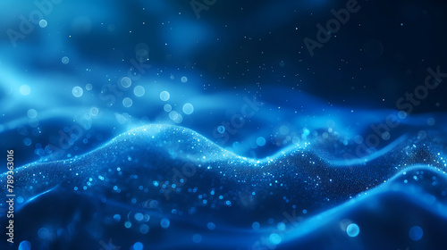 Blue and white abstract background with a wave pattern.