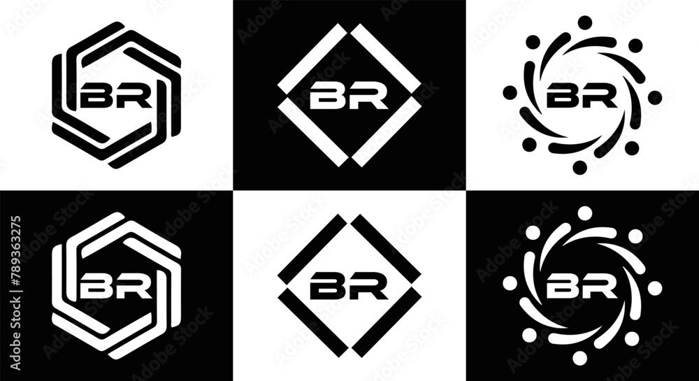 BR logo. B R design. White BR letter. BR B R letter logo design ...
