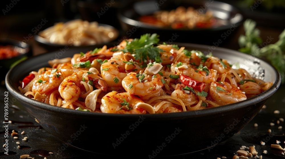 stir-fried rice noodles, shrimp pad thai, stir-fried rice noodles, shrimp pad thai,