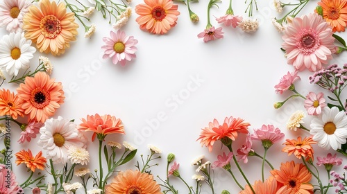 Floral Border with Blank Space for Text on White Background