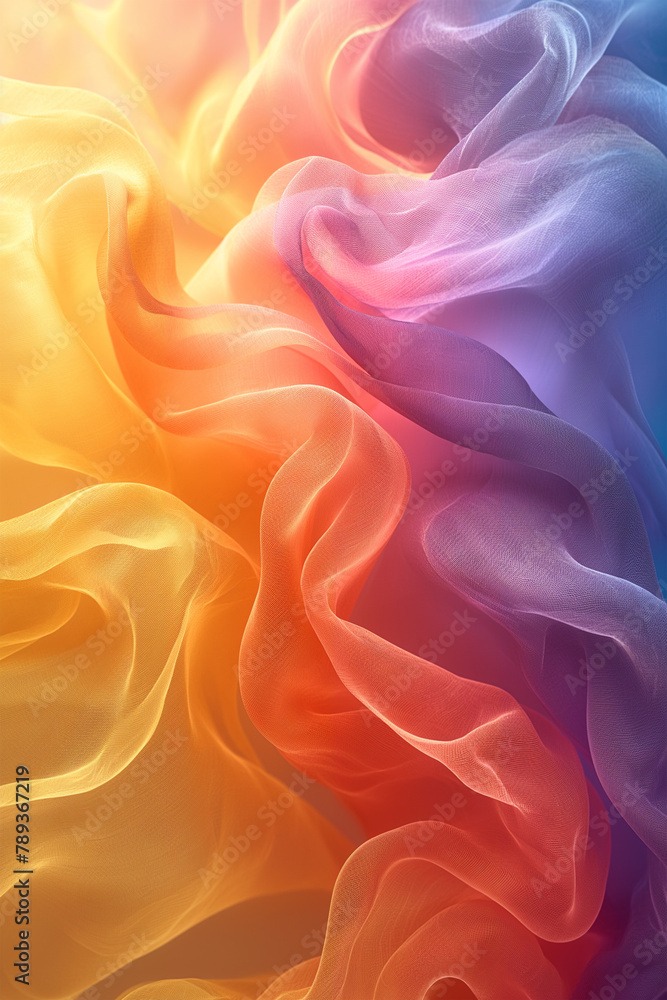 Obraz premium Pastel tint gradient background with wavy lines texture, ai technology
