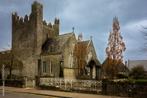 Holy Trinity Abbey Church in Adare, County Limerick, Ireland. Medieval Gothic Revival architecture. Roman Catholic parish church photo