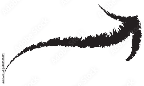 Brushstroke hand drawn arrow design element isolated Grunge texture image with white background. 
