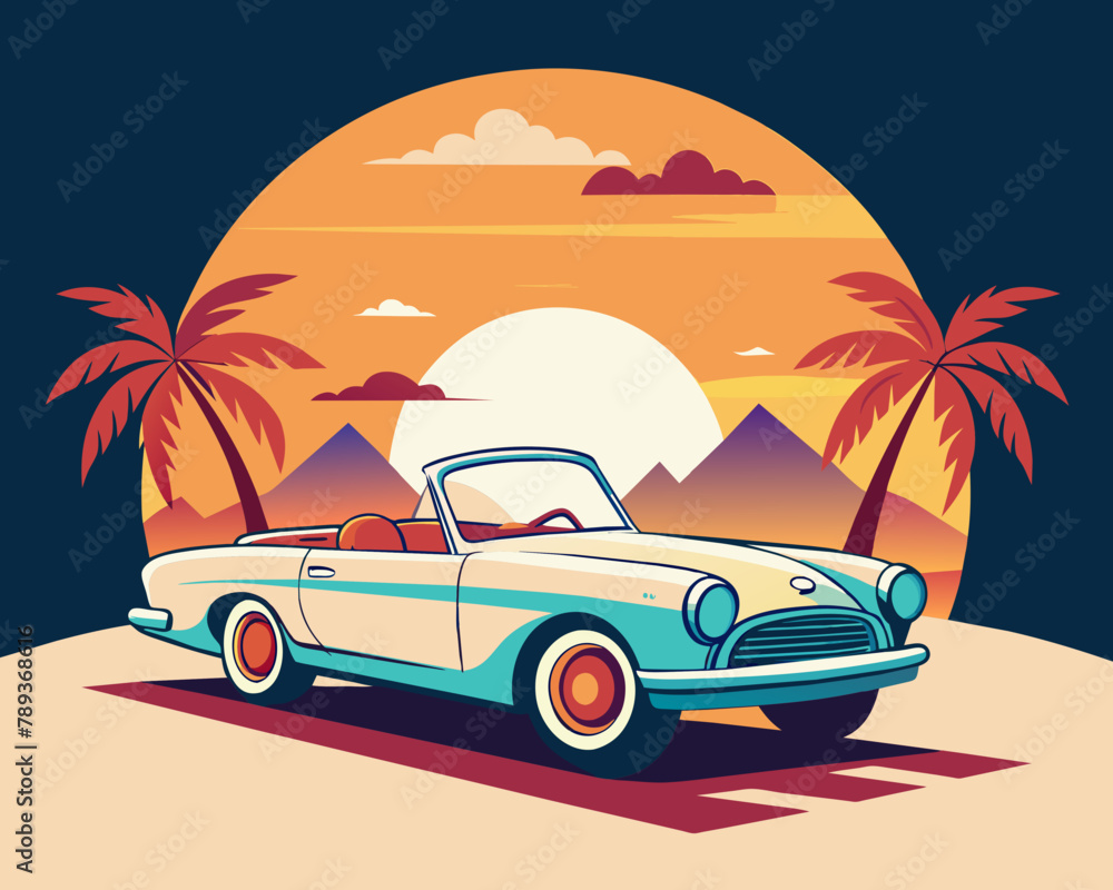 Car driven on the road vector
