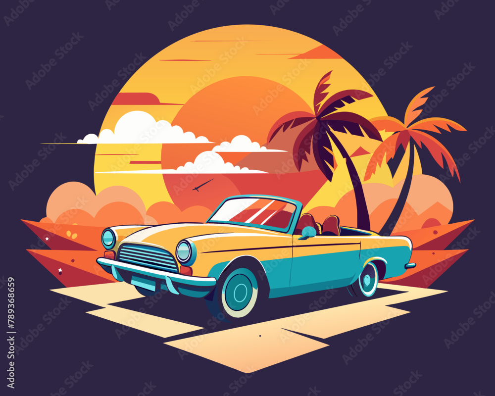 Car driven on the road vector