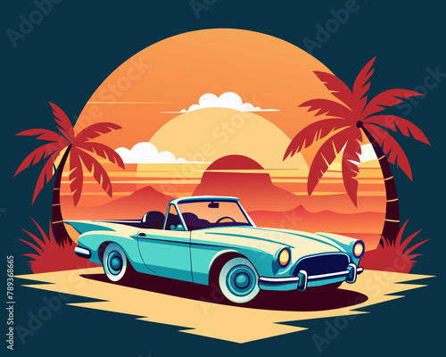 Car driven on the road vector