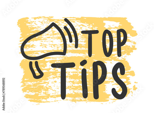 Quick tips shapes. Colorful tooltip, hint for website. Black - yellow speech bubble on white background with halftone effect. Quick tips, useful tricks doodle logos, emblems and banners vector set.
