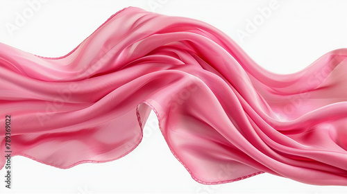 Smooth elegant flow of wavy satin fabric in pink color, abstract background design. Generative AI