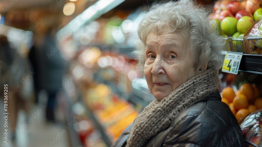 Senior Citizen Shopping for Groceries in Supermarket
