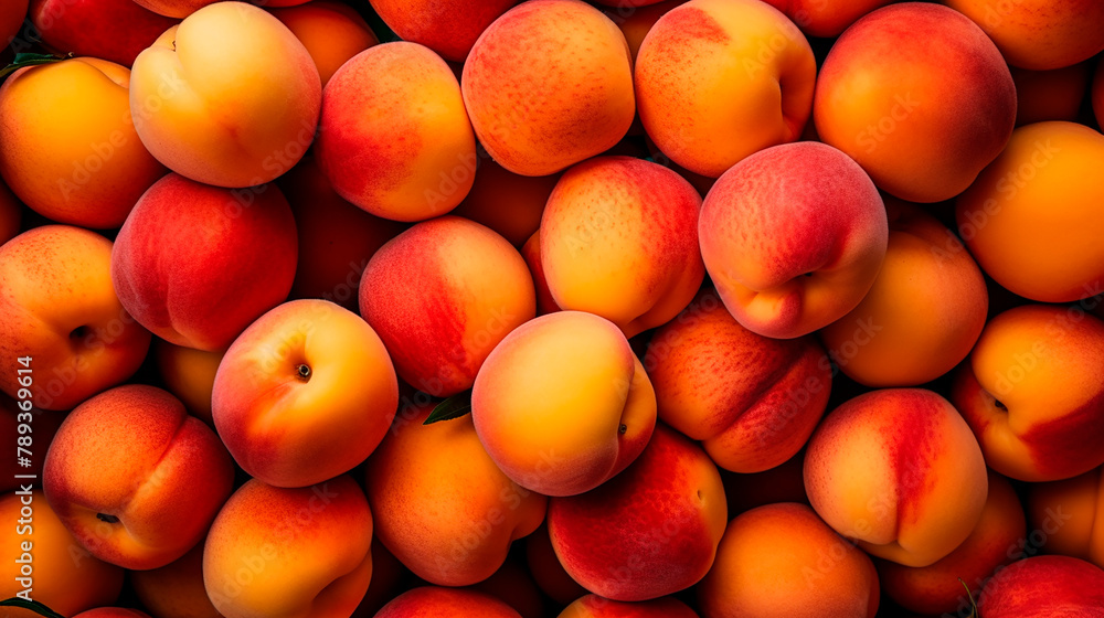 Background of ripe fresh peaches.