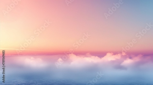 Dreamy Cloudscape at Dawn, Soft Pink and Orange Hues, Serene Sky Background