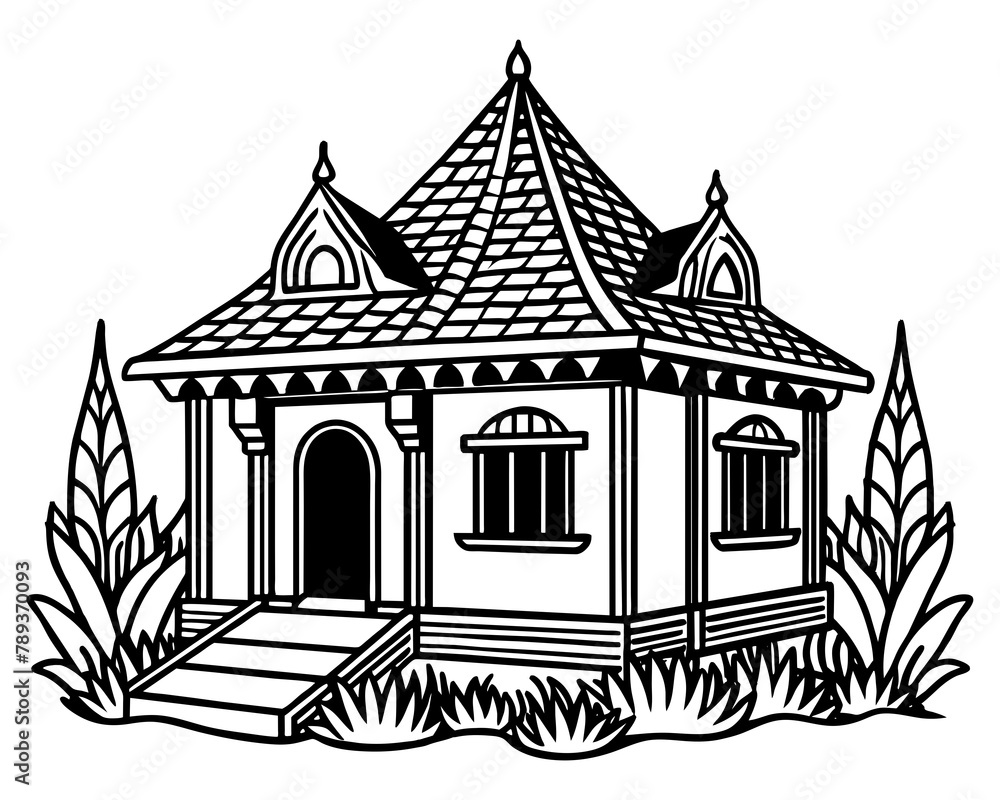 Modern house drawing Vector