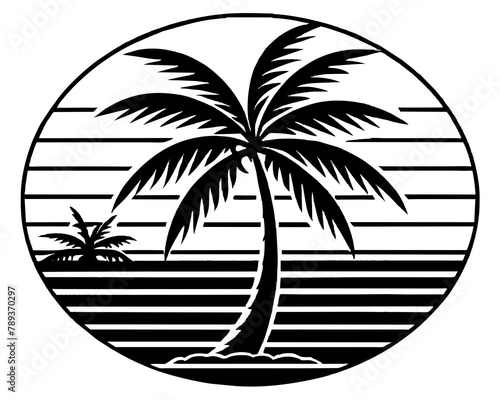Retro vintage of palm trees Silhouette Vector photo