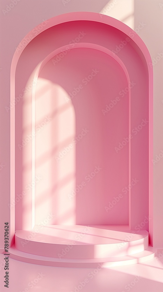 Podium pink stage display showcase product branding story background - obrazy, fototapety, plakaty 