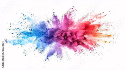 Colored powder collides with explosive white background 