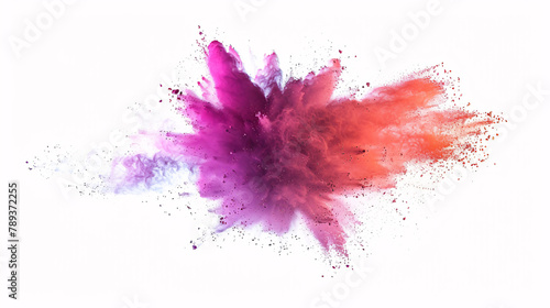 Colored powder collides with explosive white background 
