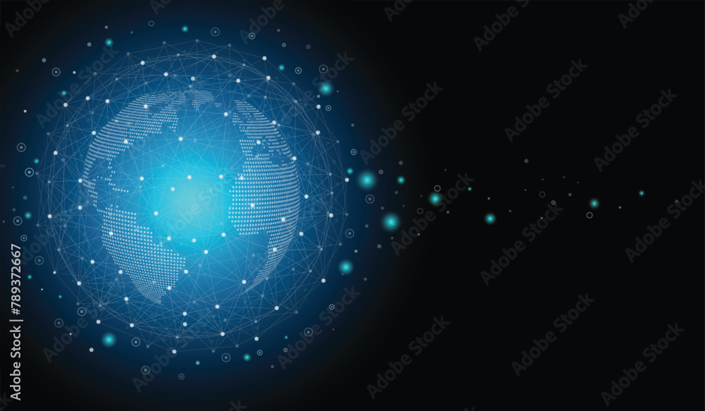Obraz premium Global network connection and communication technology.Global network background.social network. 