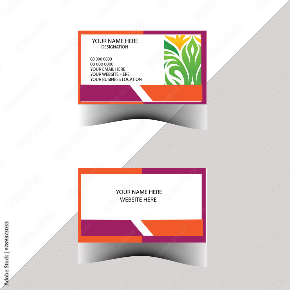 Company Modern Creative Clean golden, violet and White Simple Attractive Standard Business card Template