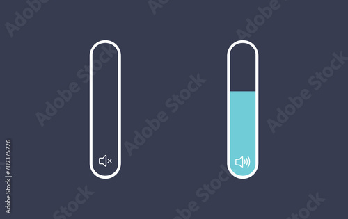 Mobile Volume up down Slider Bar icon. Sound volume level control on off mute button. speaker Sound setting Control Panel, Playback Music audio scroll slider.