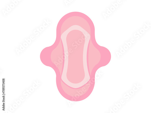 Pink sanitary pad with wings. Vector illustration of a sanitary napkin. Feminine hygiene pad isolated on white surface. Concept of menstrual care, personal hygiene, women's health essentials.
