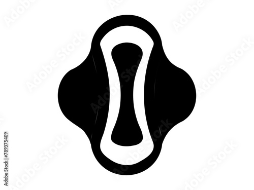 Black and white illustration of a sanitary pad. Minimalistic feminine hygiene product design. Concept of personal care, menstrual health, and hygiene essentials.