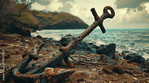 anchor on the beach
