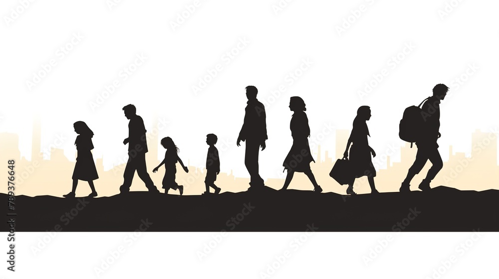 Obraz premium WORLD REFUGEE DAY VECTOR ILLUSTRATION. VECTOR illustration