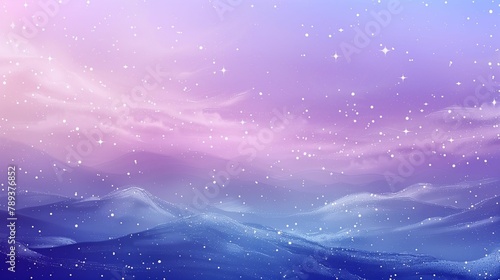 Serene Winter Night Landscape, Starry Purple Sky, Festive Season Background