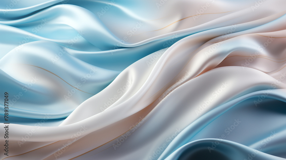 Obraz premium Abstract metallic background with some smooth lines Closeup of rippled white silk satin fabric сreated with Generative Ai