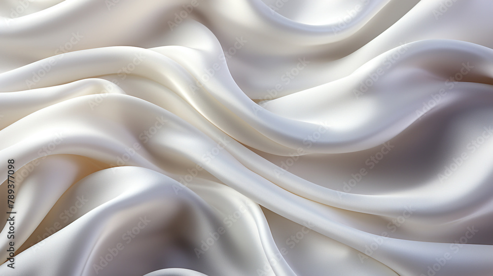 Fototapeta premium Abstract metallic background with some smooth lines Closeup of rippled white silk satin fabric сreated with Generative Ai
