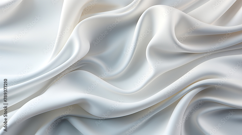 Fototapeta premium Abstract metallic background with some smooth lines Closeup of rippled white silk satin fabric сreated with Generative Ai