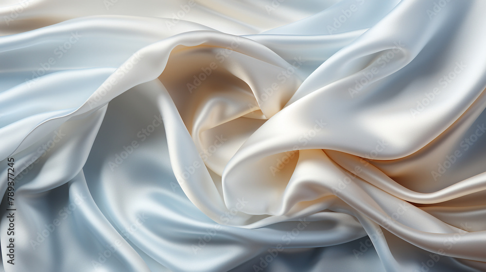 Obraz premium Abstract metallic background with some smooth lines Closeup of rippled white silk satin fabric сreated with Generative Ai