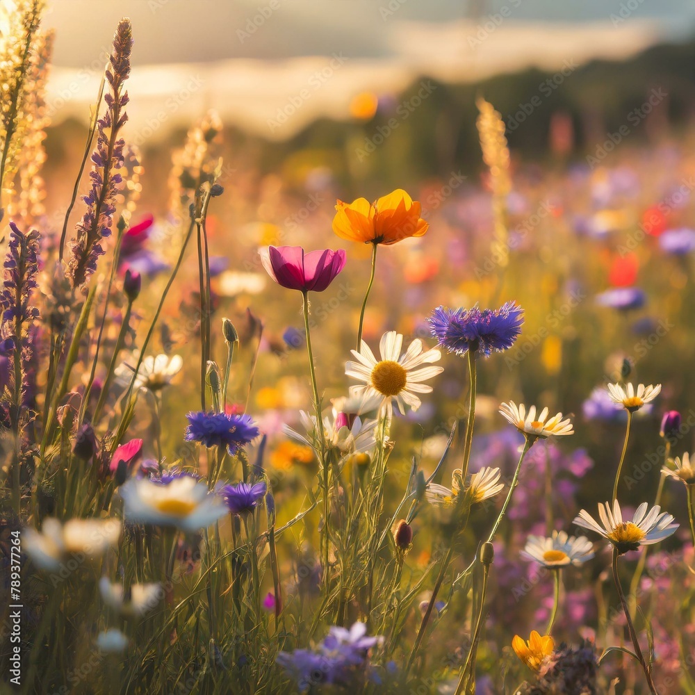 field of beautiful wildflowers