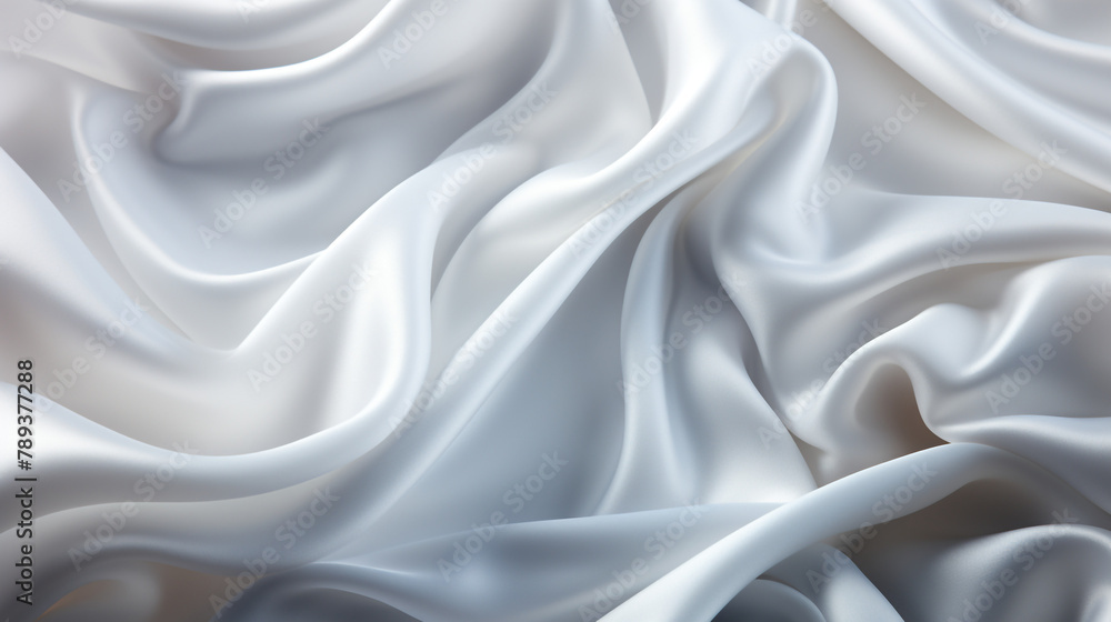 Abstract metallic background with some smooth lines Closeup of rippled white silk satin fabric сreated with Generative Ai Abstract metallic background with some smooth lines Closeup of rippled white silk satin fabric сreated with Generative Ai
