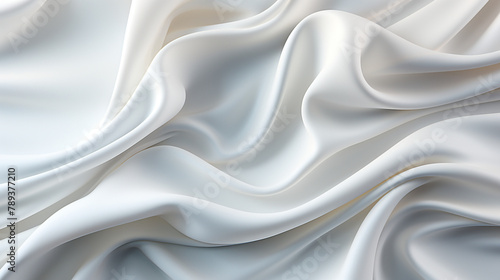 Abstract metallic background with some smooth lines Closeup of rippled white silk satin fabric сreated with Generative Ai