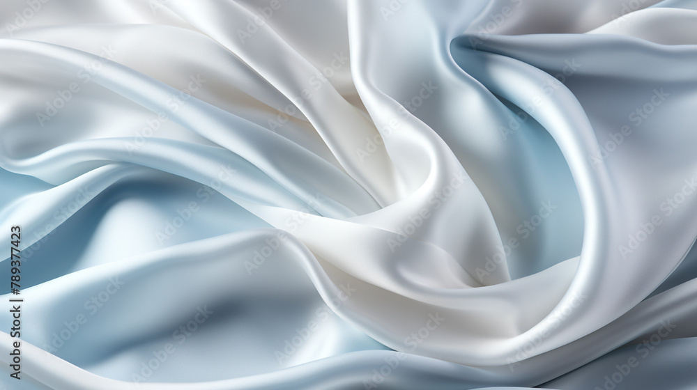 Fototapeta premium Abstract metallic background with some smooth lines Closeup of rippled white silk satin fabric сreated with Generative Ai