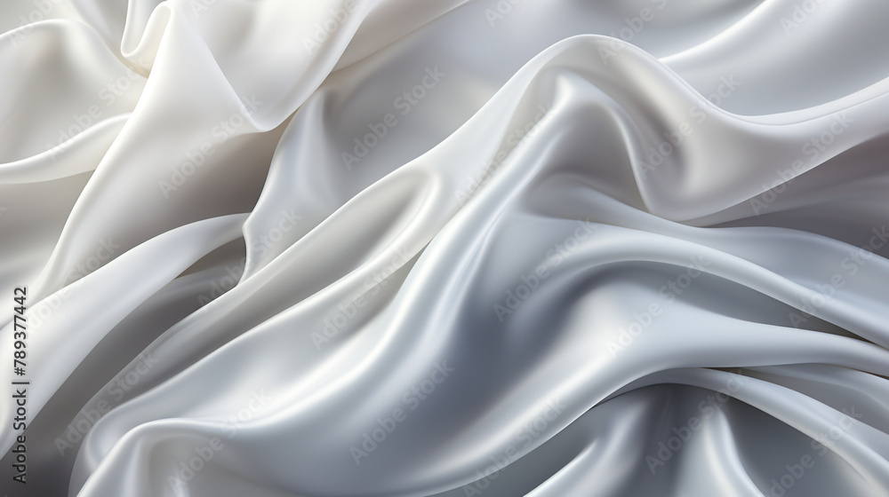 Abstract metallic background with some smooth lines Closeup of rippled white silk satin fabric сreated with Generative Ai Abstract metallic background with some smooth lines Closeup of rippled white silk satin fabric сreated with Generative Ai