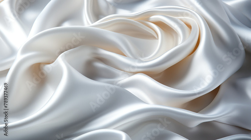 Abstract metallic background with some smooth lines Closeup of rippled white silk satin fabric сreated with Generative Ai
