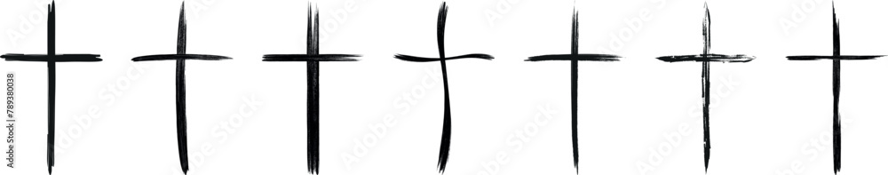 Christian cross icon collection. Vector illustration
