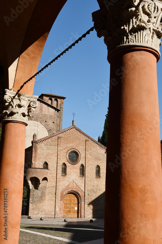 Piazza Santo Stefano is a well-known and picturesque square in Bologna with the Basilica di Santo Stefano consisting of seven churches of San Petronio.  photo