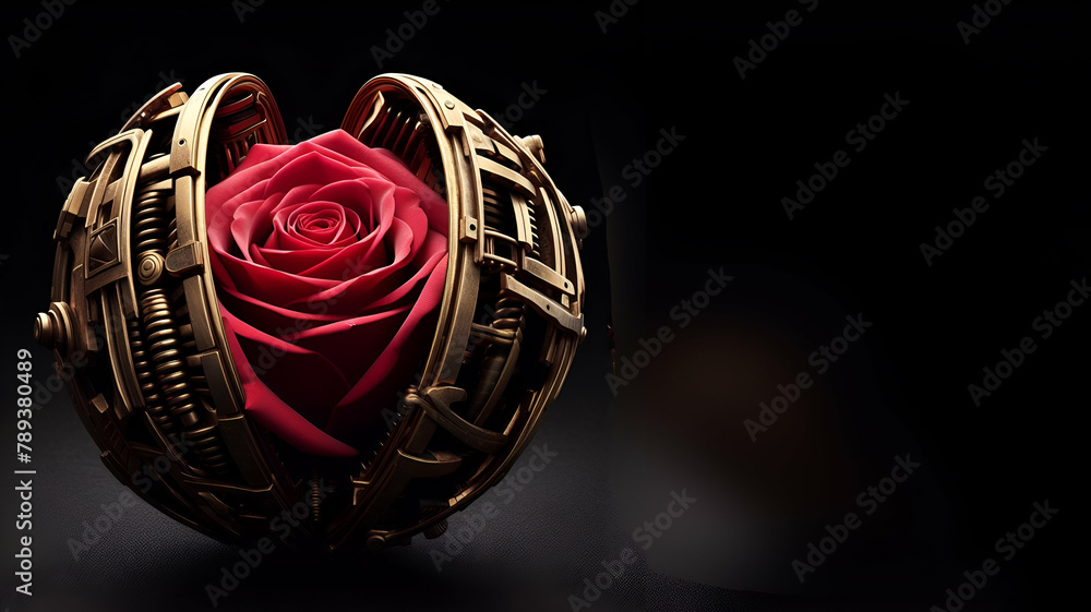 3d rendered photo of beautiful red rose with black background, generative ai 3d rendered photo of beautiful red rose with black background, generative ai