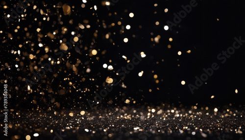 background black glitter confetti dust glamour glowing gold luxury shiny night celebration decoration effect glistering glow party shine sparkle year abstract defocused light new