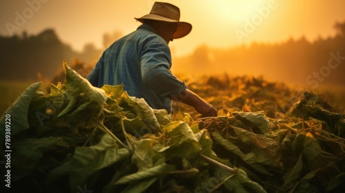 Season's Yield: Farmer with Tobacco Bounty photo
