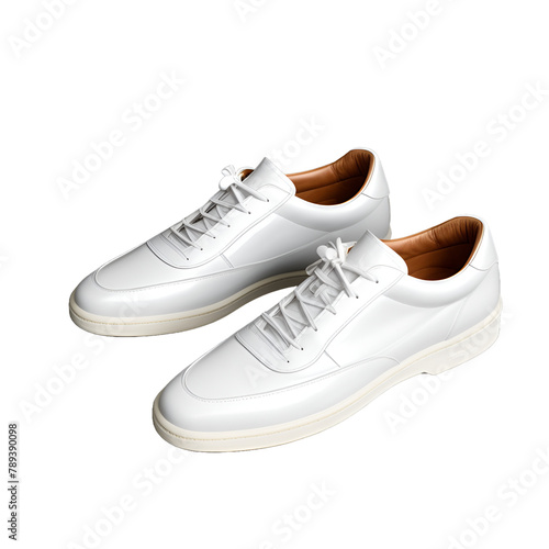 pair of white sneakers, png file of isolated cutout object 