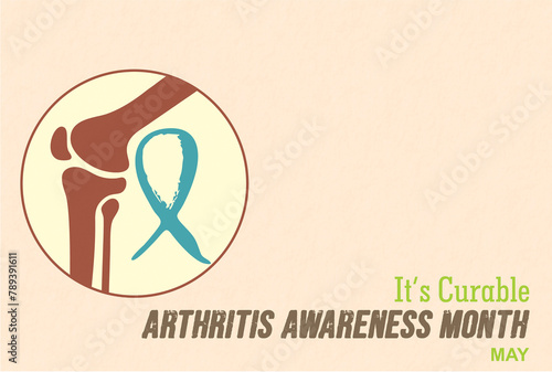 It's curable. Arthritis awareness month, May related copy space poster and banner. Blank to add text for pharmaceuticals, clinics and hospitals. photo