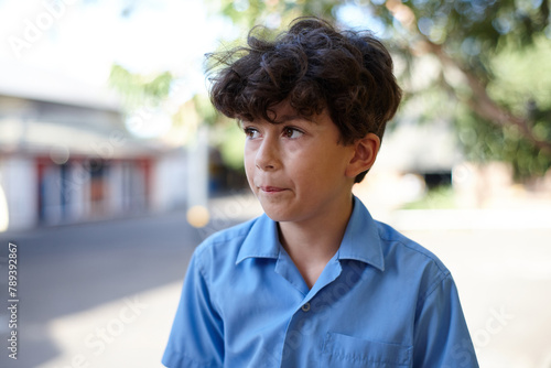 Young school boy at school photo