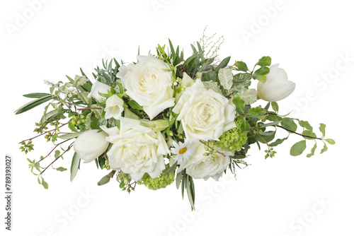 White flower bouquet png, rose and tulip
